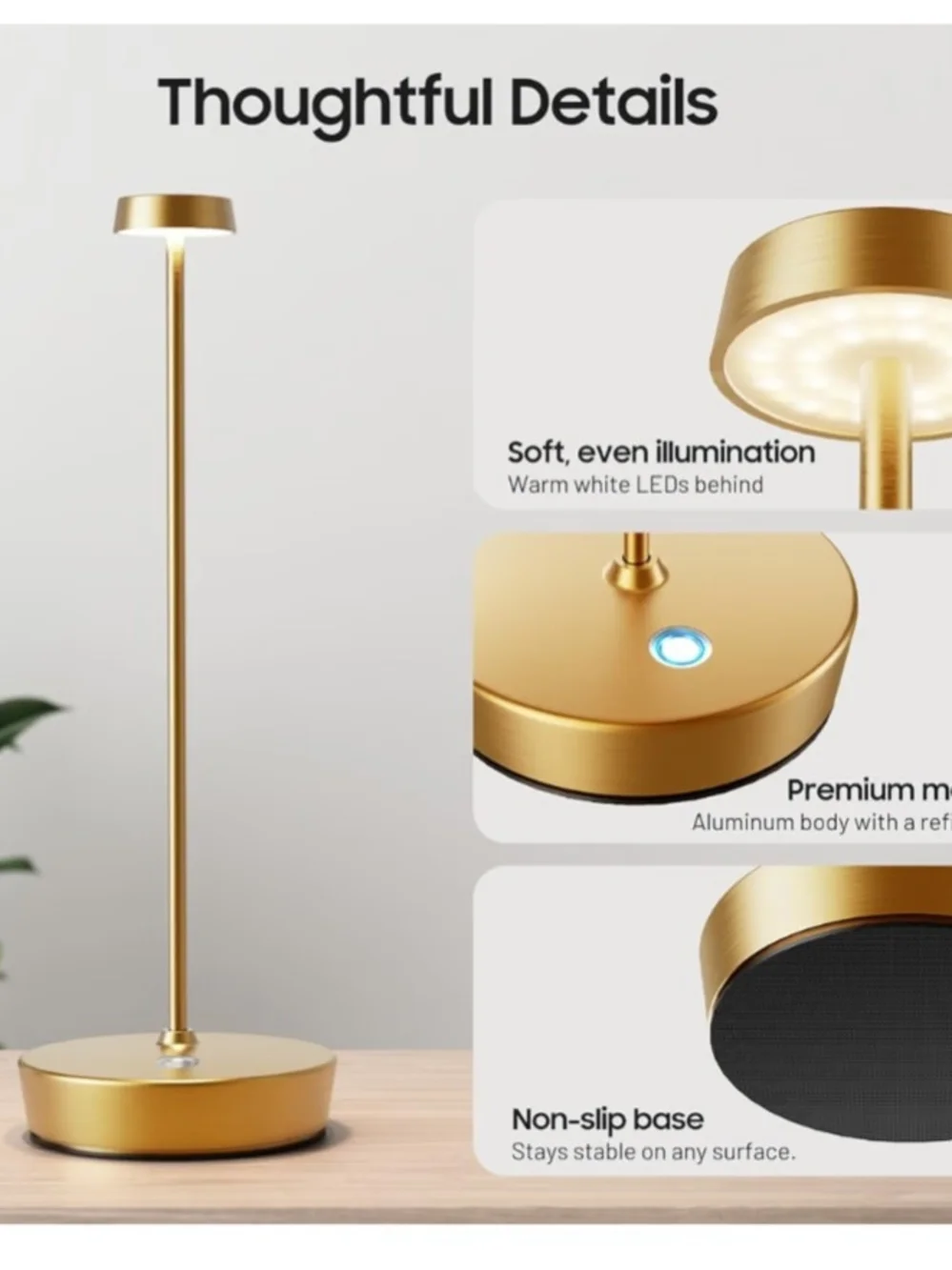 Outdoor Gold Minimalist Table Lamps 1 Pair - New